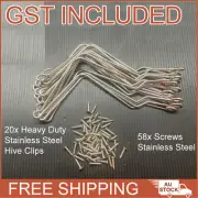 20x Stainless Steel Bee Hive Spring Clips Beekeeping Accessories & Screws AU
