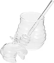 GRADENEVE 1 Set Transparent Glass with Lid and Stirring Bar Creative Honey Container for Kitchen Storage Bakery and Shop Use Random Lid Style