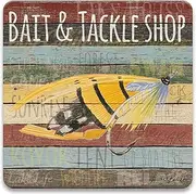 CoasterStone Absorbent Coaster Drinks Bait and Tackle Shop, 4.25 Inches Wide, Set of Four