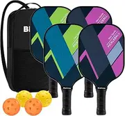 Beives Pickleball Paddles Pickle Ball Raquette Set of 4 Lightweight Pickleball Set, 4 Pickleball Rackets with 4 Balls Including Portable Carry Bag