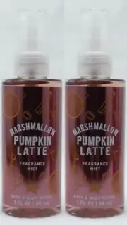 2 Bath Body Works MARSHMALLOW PUMPKIN LATTE Travel Size Mini Mist Spray