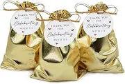 BEAVOING Pack of 100 6"x 8" Heavy Duty Gold Drawstring Organza Jewelry Pouches Wedding Party Christmas Favor Gift Candy Chocolate Bags (Gold, 6"x 8")