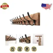 Vintage Antique Wooden Coat Rack Wall Mount with 10 Hooks for Stylish Storage