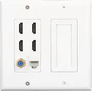 6-Port HD Multimedia Interface, Ethernet Wall Plate, TV F Head, Coaxial Ethernet Media Wall Socket, Avoid Mess, Ethernet Cable Front Panels for Work