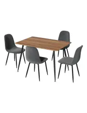 [Artiss] Metal Dining Table And Chairs Set Of 4 in Grey