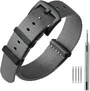 [ANNEFIT] Military Nylon Watch Band for Men Women, Replacement Watch Straps 18mm 20mm 22mm with Silver Black Stainless Steel Buckle