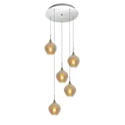 Harper LED 5L Modern Glass Pendant Lights Amber | Marden Designer