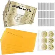 KEAGAN 15 Pcs Golden Ticket Scratch-off Cards with Envelopes Reveal Surprise Ticket DIY Scratch-Off Tickets for Surprises Gift Birthdays Graduation Party Supplies