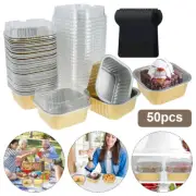 150Pcs Aluminum Foil Cupcake Cups with Lids and Spoons Non -Stick Foil-·