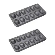 2x Mastercraft 40cm Black Non-Stick Heavy Base 12-Cup Madeleine Baking Mould Pan
