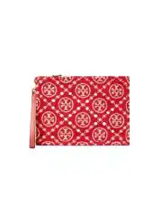 Tory Burch Pouch NWT Terry Monogrammed Orange Print Make Up Case Bag Retail $145