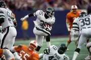 Defensive back Kerry Glenn New York Jets runs with the football ag- Old Photo