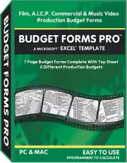 Film, Digital, AICP, Music Video, Documentary Easy-Use Budget Forms - Excel