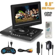 9.8" Portable DVD Player Swivel Screen Rechargeable TV Player Car Gamepad C4N1