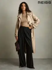 Reiss Sand Edith Jersey-Stretch Ruched Cropped Top (AM3671) | $135