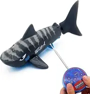Tipmant Cute RC Shark Mini Radio Remote Control Fish Boat Submarine Electric Realistic Animal Toy for Swimming Pool Water Tank Kids Birthday Gifts (Grey)