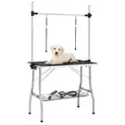 Mobile Home Grooming Foldable Table for Dogs Cats Pets 2 Loops w/ Storage Basket