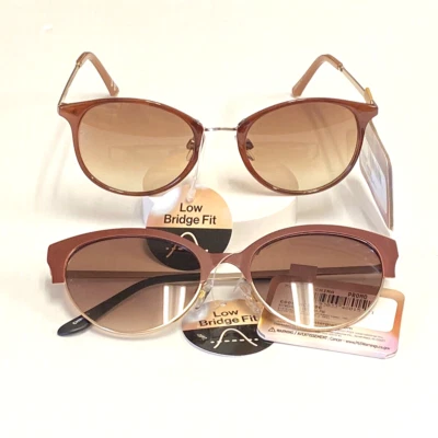 2 New, Women Sunglasses Foster Grant You Burg & Brown, 100% UVA-UVB Lens Protect