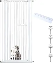 Aumerage Extra Tall Pet Gate 150cm | Retractable Pet Safety Gate for Doors, Stairs & Balcony | Adjustable Walk-Through Design with Long Handle | Portable Extension Fence for Dogs