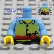NEW Lego Boy/Girl Medium BLUE MINIFIG TORSO w/Yellow Island Sunset Print Shirt