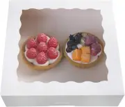 9Inch White Cookie Bakery Boxes,Large Pie Boxes with PVC Window Natural Disposab