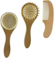 Ipetboom 3pc Boys and Girls Hairbrush Set Soft Sensitive Scalp Brush Comb Massage Brush Kit for Newborns Toddlers