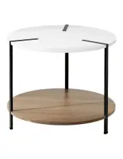 Artiss Coffee Table Side Table Round White Cedric