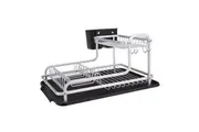 Dish Rack 2 Tier Drying Drainer Board Tray Cutlery Organiser Aluminium D.Line