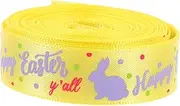 DRESSOOS 1 Roll Easter Ribbon for Present Wrapping Craft Ribbon with Adorable Bunny and Egg Design for Easter Parties Festivals and Unique Present Presentation
