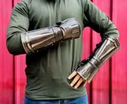 Pair Of Bracers Dwarven Armor | Medieval Arm Guard | Blackened Steel Arm Bracers