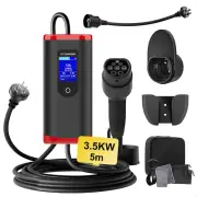 7JI EV Charger Type 2 [3.5 Kw 5M 10-15A Adapter] Portable EV Chargers Polymer Ma