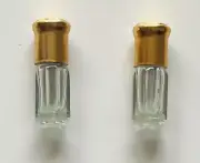 3 PC Empty 3ml Refillable Glass Attar Perfume Bottle W/Gold Cap-Roll On/Stick On