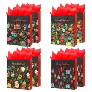 8 Pack Large Christmas Gifts Bag 12.6’’ Xmas Paper Gift Bags with Tissue Pape...