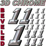 (1's) 3-D CHROME BEVELED NUMBERS Decal Sticker Sheet 1/8-1/10-1/12 AXIAL MUGEN