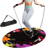 Jump Rope Mat for Home Gym, Shock Absorbing Large Rubber Exercise mat, High Resilience Non-Slip Workout Mats with Oval Design for Floor & Rope Protection