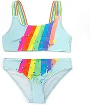 [SHEKINI] Toddler Girls Rainbow Two Piece Swimsuit Sport Athletic Bikini Sets