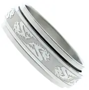 Dragon Worry Ring Stainless Steel Spinner Wedding Band Ring size 11 HW T20