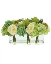 Creative Displays White And Green Hydrangea, Peony And Succulent Arrangement