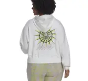Adidas Cropped Hoody Graphic Back Sweatshirt Womens Plus Size 1X White HT6918