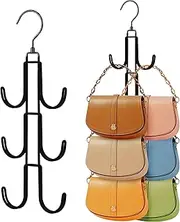 [Myfolrena] Purse Organizer for Closet, 360 Degree Swivel Purse Hanger Bag Hook Organizer- Velvet Handbag Storage Holder, Metal Hanging Space Saver Rack, Black- Stylish and Efficient Purse Organization(2-Pack)