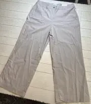 NWT Nicole Miller Linen Blend, High Waist, Wide Leg Light Khaki Pants, Sz 14
