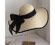 Women's bow wide brim sun hat