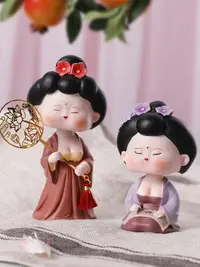 在飛比找樂天市場購物網優惠-唐仕女宮廷擺件系列古風娃娃創意中國風工藝品小家居裝飾搖頭禮物