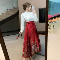 在飛比找蝦皮商城精選優惠-Miguo_新中式改良漢服紅色馬面裙 S-XL 金秋10月新