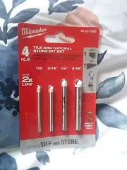 MILWAUKEE 48-20-8998 (4) PIECE TILE & STONE DRILL BIT SET NEW