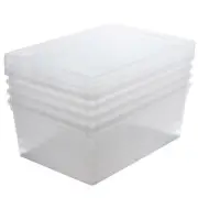 Simplify 4 Pack Stackable Storage Bins with Lids in Clear Dimensions: 14.25"x 7.