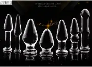 Glass Thruster Dildo Dong Sex Toy Adult Anal Plug Beads Crystal Butt 8 Styles