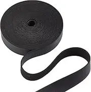 GORGECRAFT 5.5 Yards Black Leather Strap Strips 0.75" Wide Flat Leather Cord Strings 0.06" Thick Lychee Grain Imitation Leather Threads Ropes for DIY Crafts Guitar Belt Jewelry Making Tooling Workshop