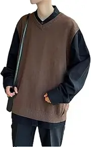 [Generic] Men' Sweater Knitted Vest Classic Business Sleeveless Formal Vest Pullover Clothing