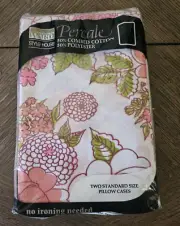 NOS Montgomery Ward Vintage 2 Pillowcases Percale Pink Roses Retro